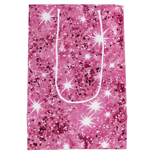 ホットピンクスターズシークイングリッター ミディアムペーパーバッグ (裏面)