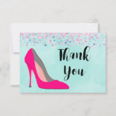 ホットピンクスティレット靴とピンク紙吹雪ありがとう サンキューカード (正面)
