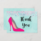 ホットピンクスティレット靴とピンク紙吹雪ありがとう サンキューカード (正面/裏面)