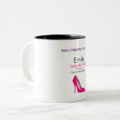 ホットピンクスティレット高ヒールシューシックパーソナライズされた ツートーンマグカップ (正面左)