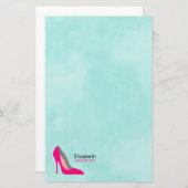 ホットピンクスティレット高ヒールシューシックパーソナライズされた 便箋 (正面/裏面)
