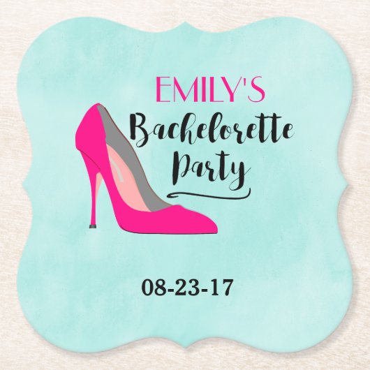 ホットピンクスティレット高ヒールバチェロレッテ ペーパーコースター (正面)