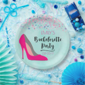 ホットピンクスティレット高ヒールバチェロレッテ ペーパープレート (パーティー)
