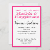 ホットピンクストライプお祝いパーティー 招待状 (正面)