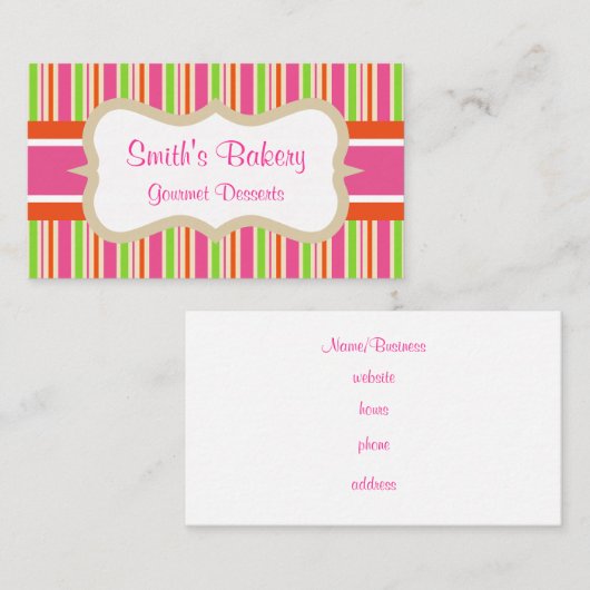 ホットピンクストライプのの名刺 名刺 (正面/裏面)