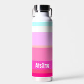 ホットピンクストライプのカスタム ウォーターボトル (正面)