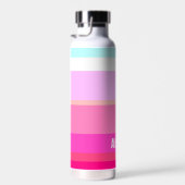 ホットピンクストライプのカスタム ウォーターボトル (右面)