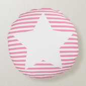 ホットピンクストライプの&ホワイトスター – 丸い枕 ラウンドクッション (裏面)