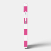 ホットピンクストライプ色のパターン、ネイビーブルーモノグラム Case-Mate iPhoneケース (裏面 / 左)