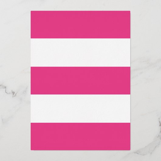 ホットピンクストライプ誕生日フォイル招待状 箔招待状 (裏面)