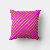 ホットピンクストライプ金ゴールドホイルフェイクメタルストライプ製品 クッション (裏面)