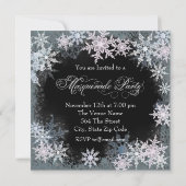 ホットピンクスノーフレークマスカレードパーティの招待状 招待状 (裏面)