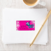 ホットピンクスノーフレークマスカレードパーティー住所 シール (インサイチュ)