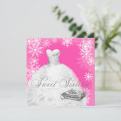 ホットピンクスノーフレークSweet sixteenパーティー 招待状 (スタンド正面)