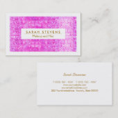 ホットピンクスパークフェイクリーセクインメイクアップアーティストサロン 名刺 (正面/裏面)