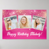 ホットピンクスパークルガールズフォトバースデーパーティー ポスター (正面)