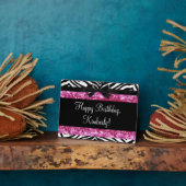 ホットピンクスパークルゼブラ女の子らしい女の子ズ フォトプラーク (側面)