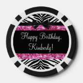 ホットピンクスパークルゼブラ女の子らしい女の子ズ ポーカーチップ (裏面)