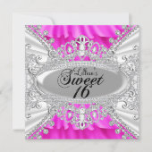 ホットピンクスパークルダイヤモンドSweet16招待状 招待状 (正面)