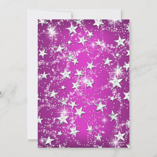 ホットピンクスパークルティアラスターズキンセアニェラ 招待状 (裏面)