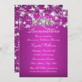 ホットピンクスパークルティアラスターズキンセアニェラ 招待状 (正面/裏面)