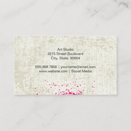 ホットピンクスプレー絵を描 | 絵を描ブラシアート 名刺 (裏面)