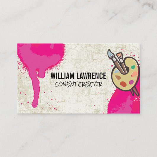 ホットピンクスプレー絵を描 | 絵を描ブラシアート 名刺 (正面)