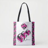 ホットピンクスポーツバレーボールのスター | DIY文字 トートバッグ (正面)