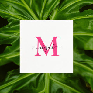 ホットピンクスワッシュスクリプトホワイトカクテル スタンダードカクテルナプキン