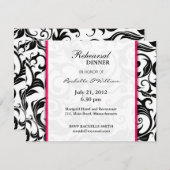 ホットピンクスワールリハーサルディナーカード 招待状 (正面/裏面)