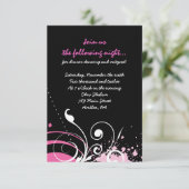 ホットピンクスワール&スターバルミツワーパーティーカード 招待状 (スタンド正面)