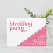 ホットピンクセリガーリーーズレトロAny Age Birthday Party 招待状 (スタンド正面)