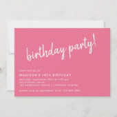 ホットピンクセリーカワイイカジュアルエイジ誕生日パーティー 招待状 (正面)