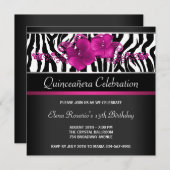 ホットピンクゼブラキンセアニェラ招待状 招待状 (正面/裏面)