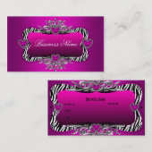 ホットピンクゼブラシルバーダイヤモンドハート エレガント 名刺 (正面/裏面)