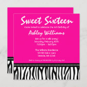 ホットピンクゼブラスイート16 招待状 (正面/裏面)