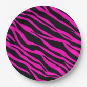 ホットピンクゼブラストライプの ペーパープレート (正面)