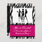 ホットピンクゼブラパーティの招待状 招待状 (正面/裏面)