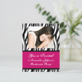 ホットピンクゼブラパーティの招待状 招待状 (スタンド正面)