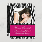 ホットピンクゼブラパーティの招待状 招待状 (正面/裏面)