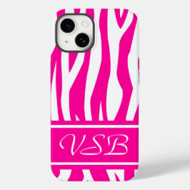 ホットピンクゼブラプリント、モノグラム Case-Mate iPhone 14ケース