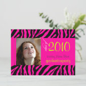 ホットピンクゼブラ卒業写真招待状 招待状 (スタンド正面)