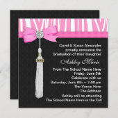 ホットピンクゼブラ卒業発表 招待状 (正面/裏面)