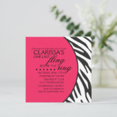 ホットピンクゼブラ印刷のカスタムバチェロレッテ 招待状 (スタンド正面)