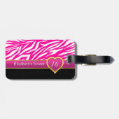 ホットピンクゼブラ印刷グラムSweet sixteen誕生日 ラゲッジタグ (裏面横)
