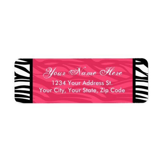 ホットピンクゼブラ差出人住所ラベル ラベル (正面)
