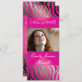 ホットピンクゼブラ/目盛りパーティの招待状 招待状 (正面/裏面)