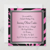 ホットピンクゼブラSweet sixteen誕生日 招待状 (裏面)