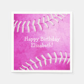 ホットピンクソフトボール女子スポーツバースデーパーティー スタンダードカクテルナプキン (正面)