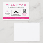 ホットピンクソーシャルメディアのロゴQRコードありがとう ロイヤリティカード (正面/裏面)